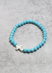 Marbled Cross Bead Bracelet Turquoise JEWELRY - Shop Miss A