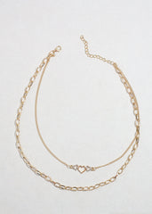 Gold Layered Heart Charm Necklace