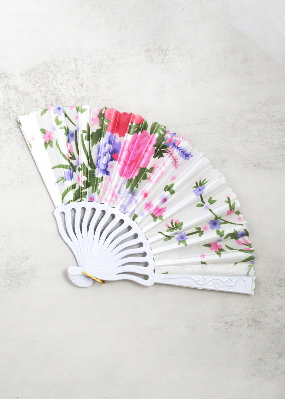 Elegant Floral Handheld Folding Fan White ACCESSORIES - Shop Miss A