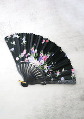 Elegant Floral Handheld Folding Fan Black ACCESSORIES - Shop Miss A