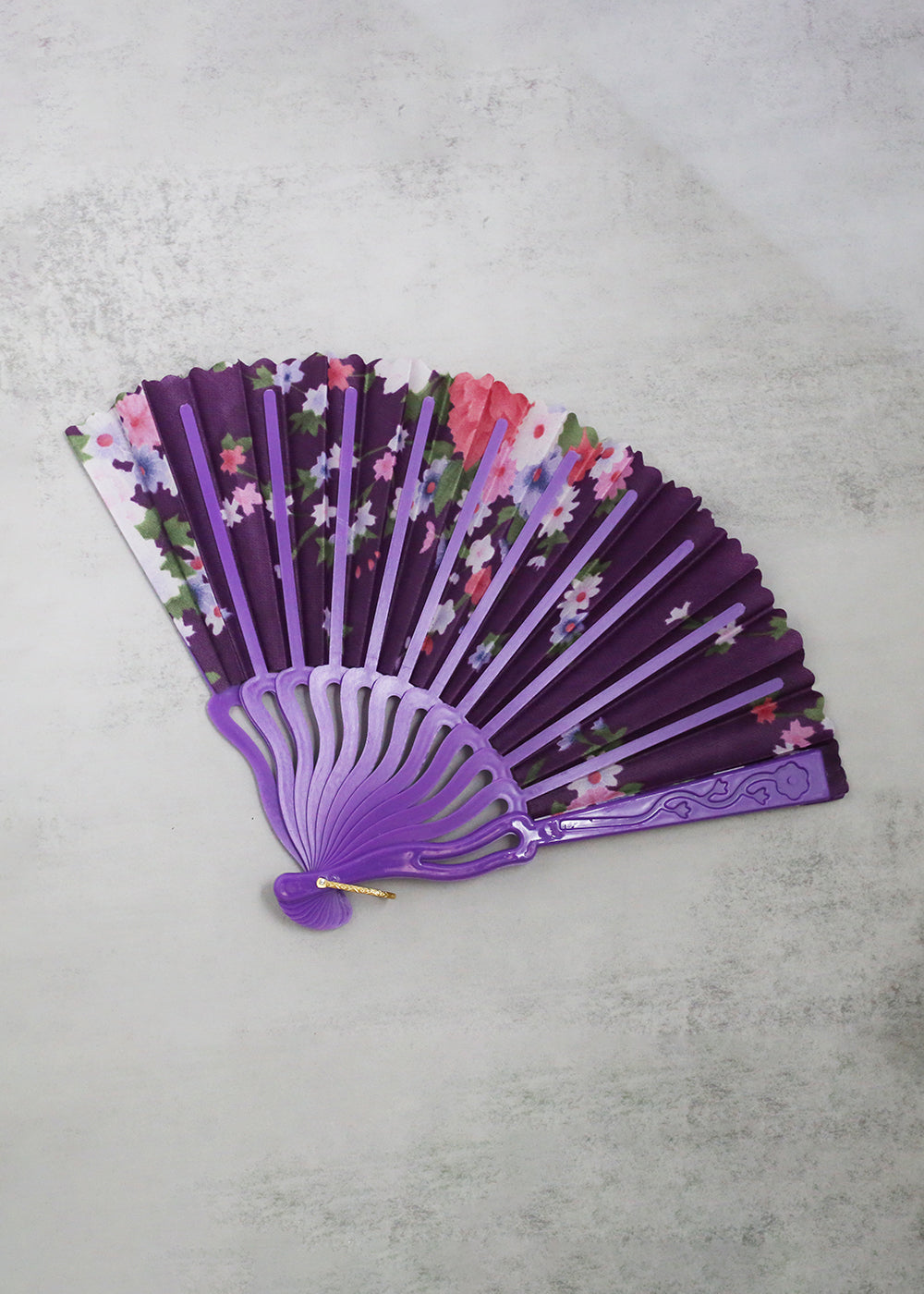 Elegant Floral Handheld Folding Fan Purple ACCESSORIES - Shop Miss A