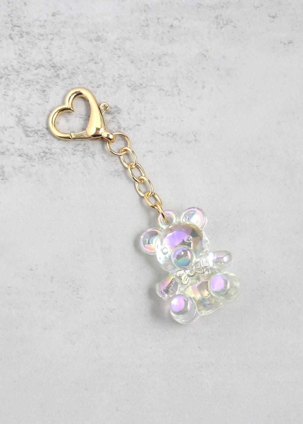 Iridescent Teddy Bear Keychain Clear ACCESSORIES - Shop Miss A
