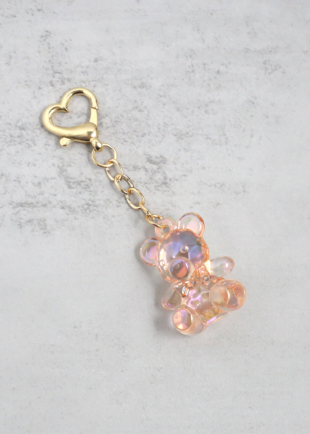 Iridescent Teddy Bear Keychain Peach ACCESSORIES - Shop Miss A