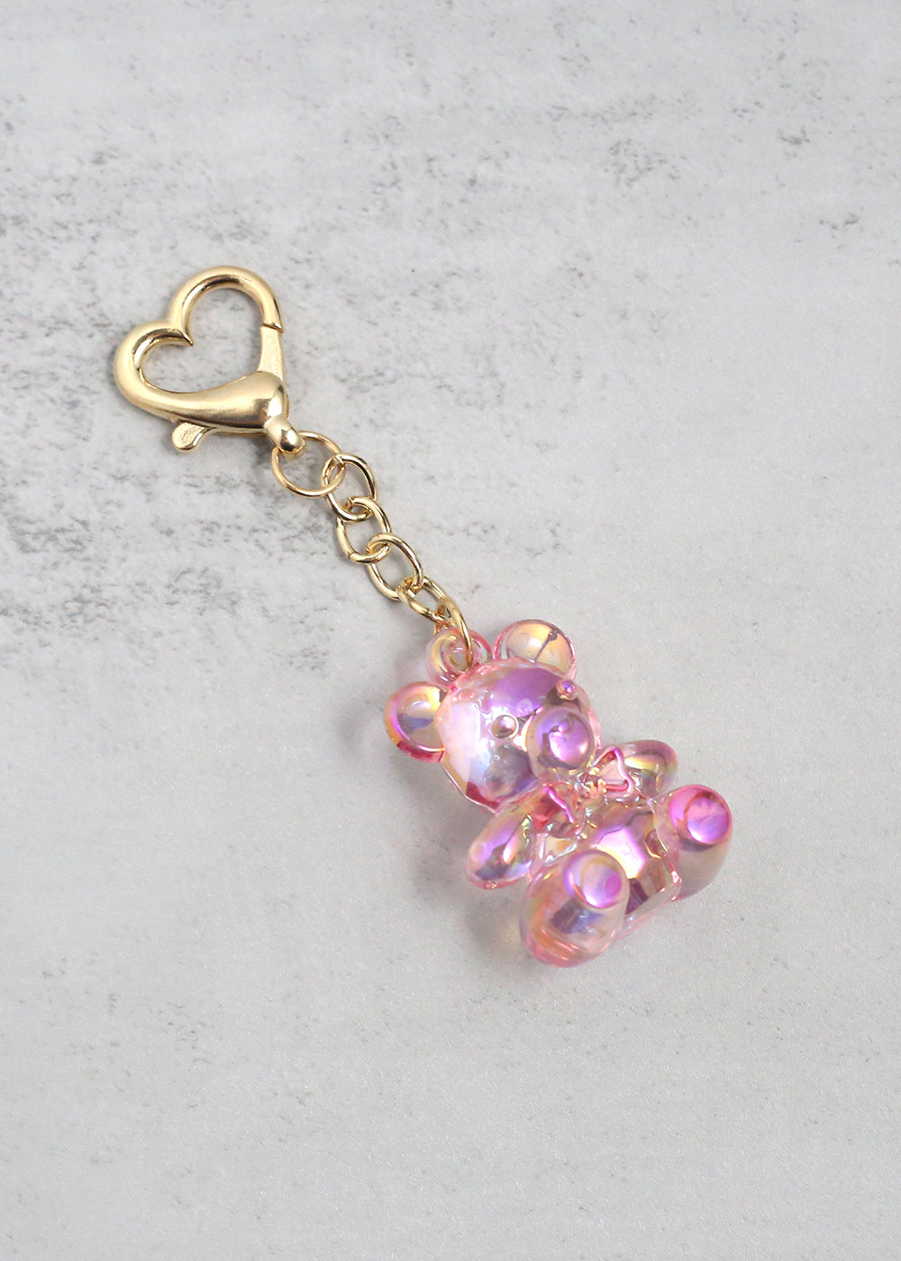 Iridescent Teddy Bear Keychain Pink ACCESSORIES - Shop Miss A