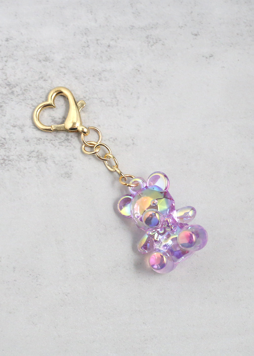 Iridescent Teddy Bear Keychain Purple ACCESSORIES - Shop Miss A