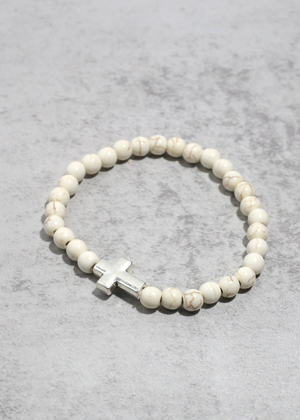 Marbled Cross Bead Bracelet White JEWELRY - Shop Miss A