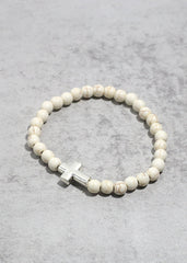 Marbled Cross Bead Bracelet White JEWELRY - Shop Miss A