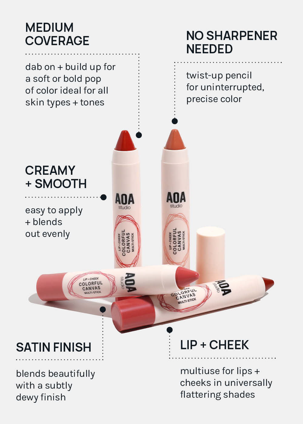 AOA Colorful Canvas Lip + Cheek Multi-Stick
