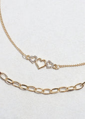 Gold Layered Heart Charm Necklace