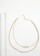 Gold Layered Heart Charm Necklace